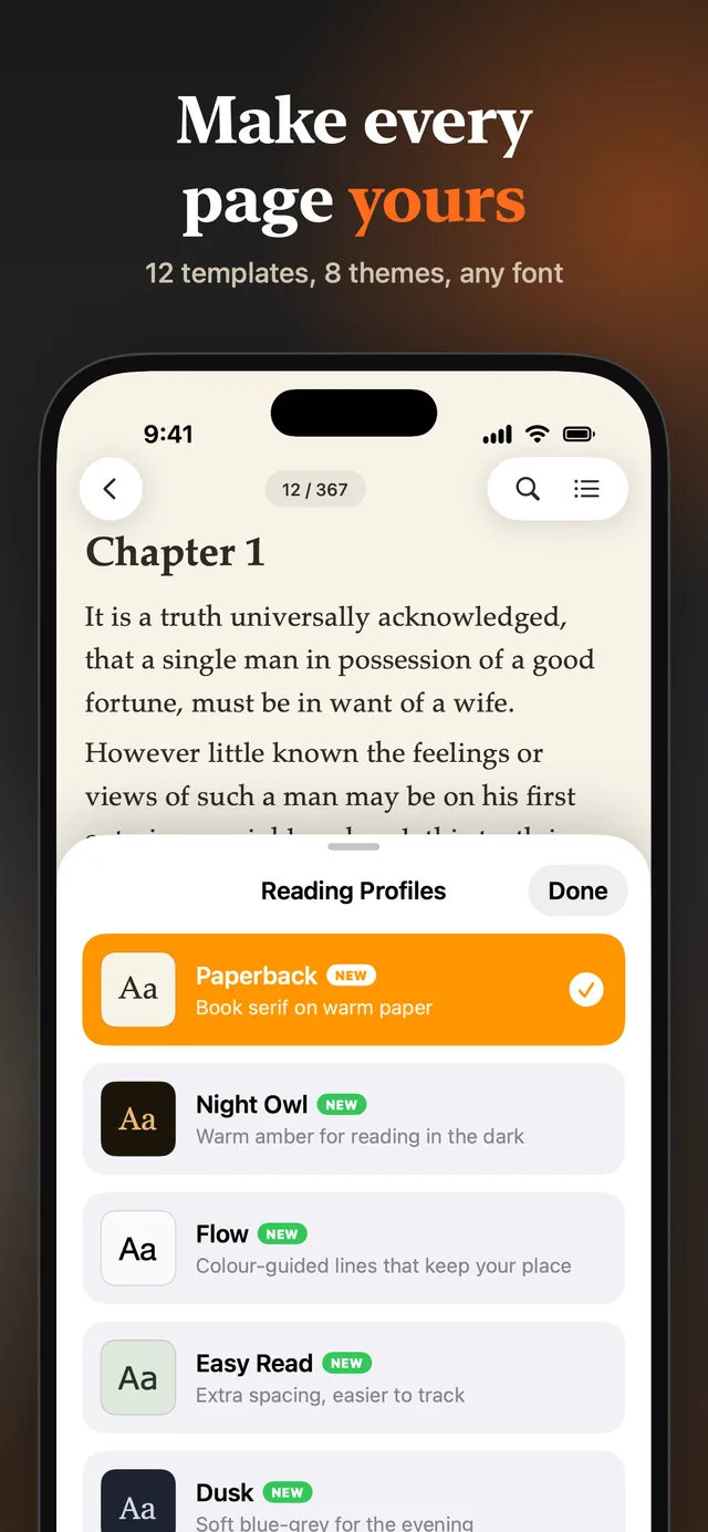 eReader: Highlights list with colour tags and notes
